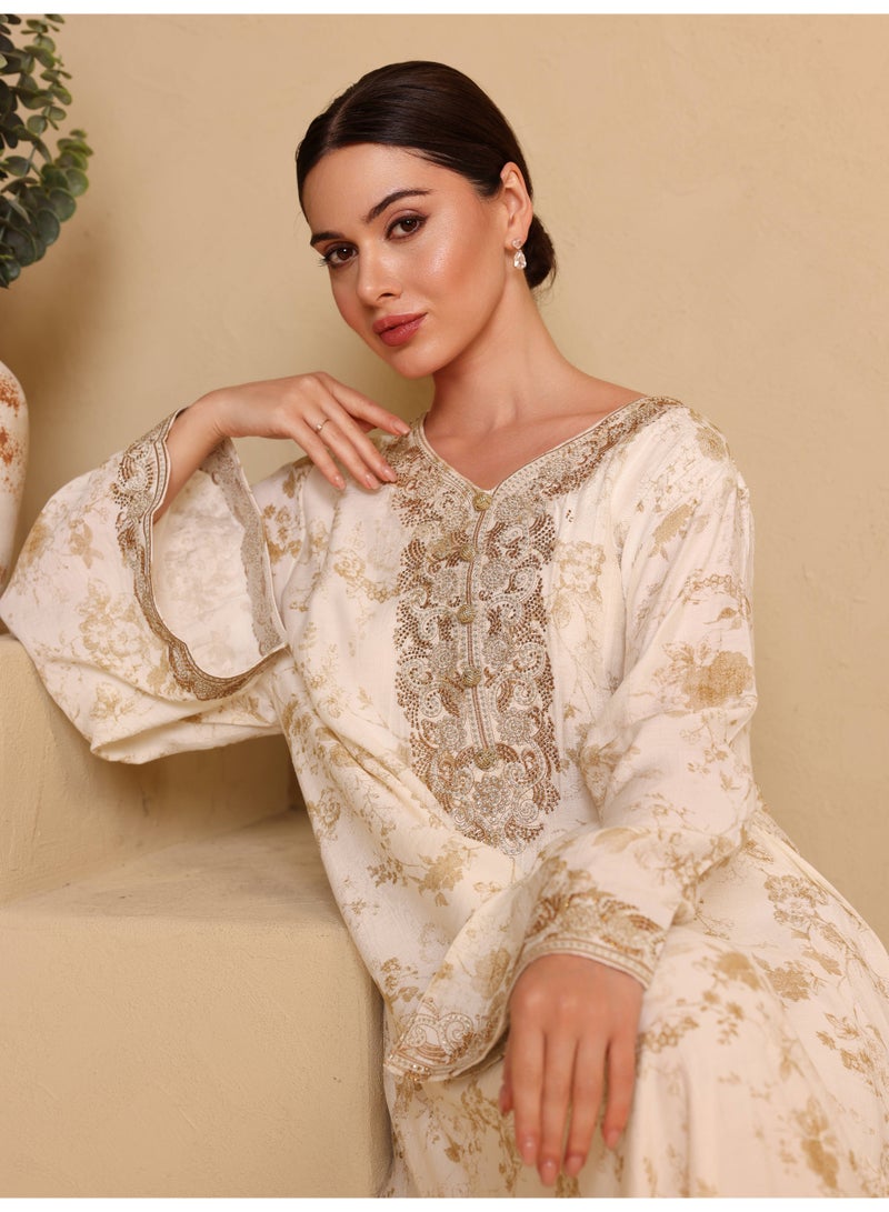 Ikkxa Shaden Jalabiya IK6040 Brown - Image 2
